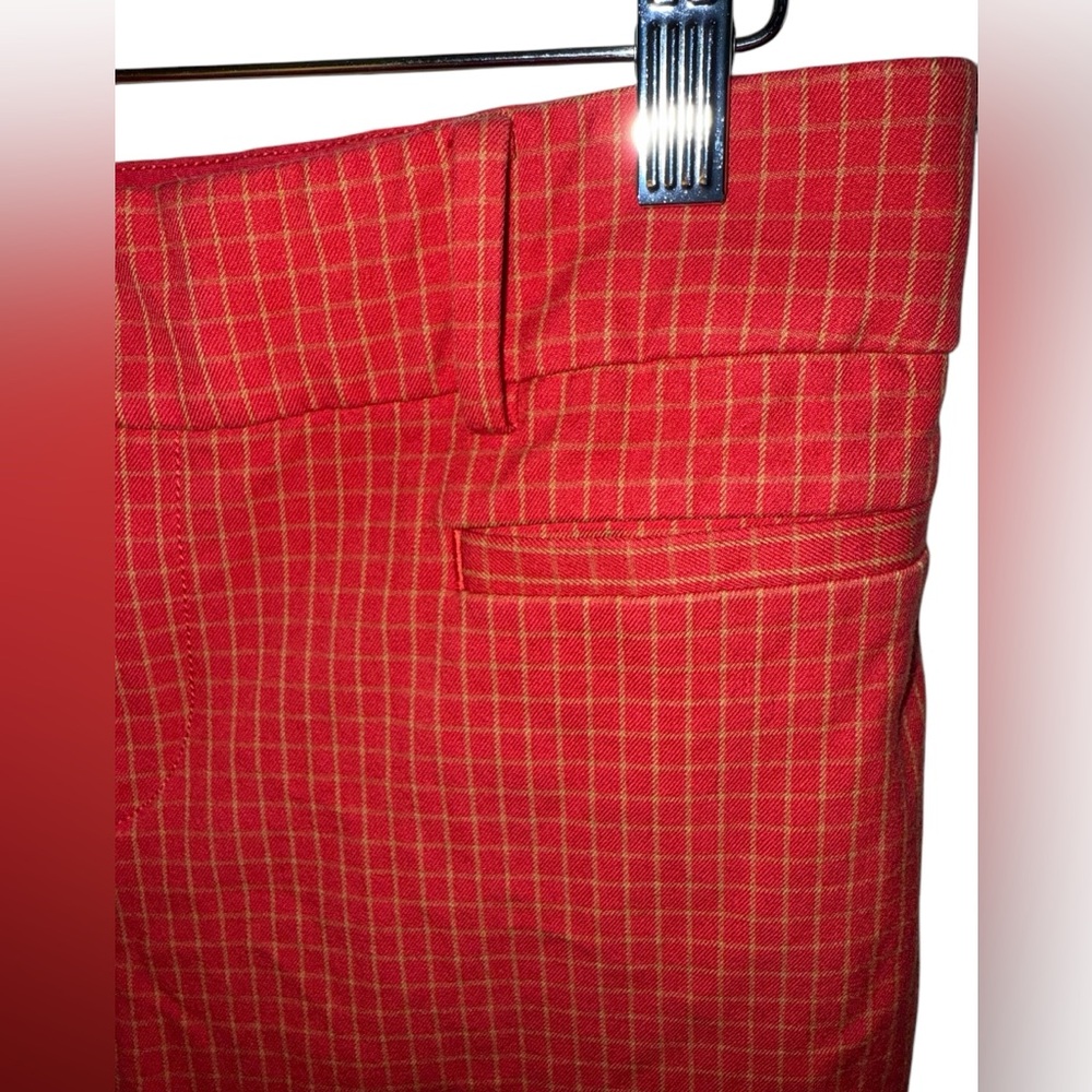 Anthropologie The Essential Slim plaid red pants women’s size 10 ankle - Picture 3 of 13